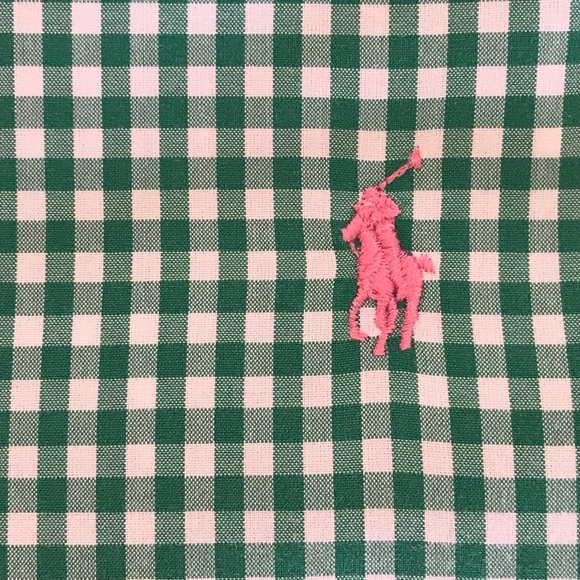 SOLD Men's Ralph Lauren Polo green & white shirt M - Picture 4 of 4